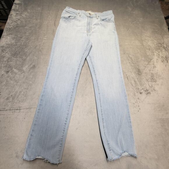 Levis 724 Jeans Womens 30 High Rise Straight Distressed Hem Denim Pants - Picture 1 of 9